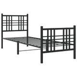 Cadre de lit métal sans matelas avec pied de lit noir 80x200 cm