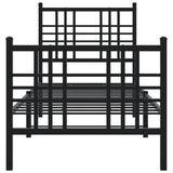 Cadre de lit métal sans matelas avec pied de lit noir 80x200 cm