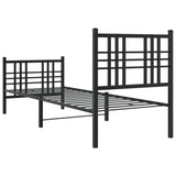 Cadre de lit métal sans matelas avec pied de lit noir 80x200 cm