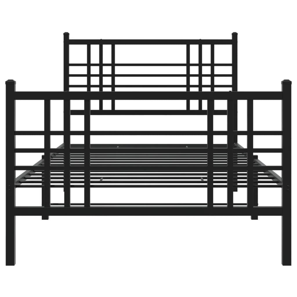 Cadre de lit métal sans matelas avec pied de lit noir 90x190 cm