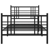 Cadre de lit métal sans matelas avec pied de lit noir 90x190 cm