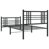 Cadre de lit métal sans matelas avec pied de lit noir 90x190 cm