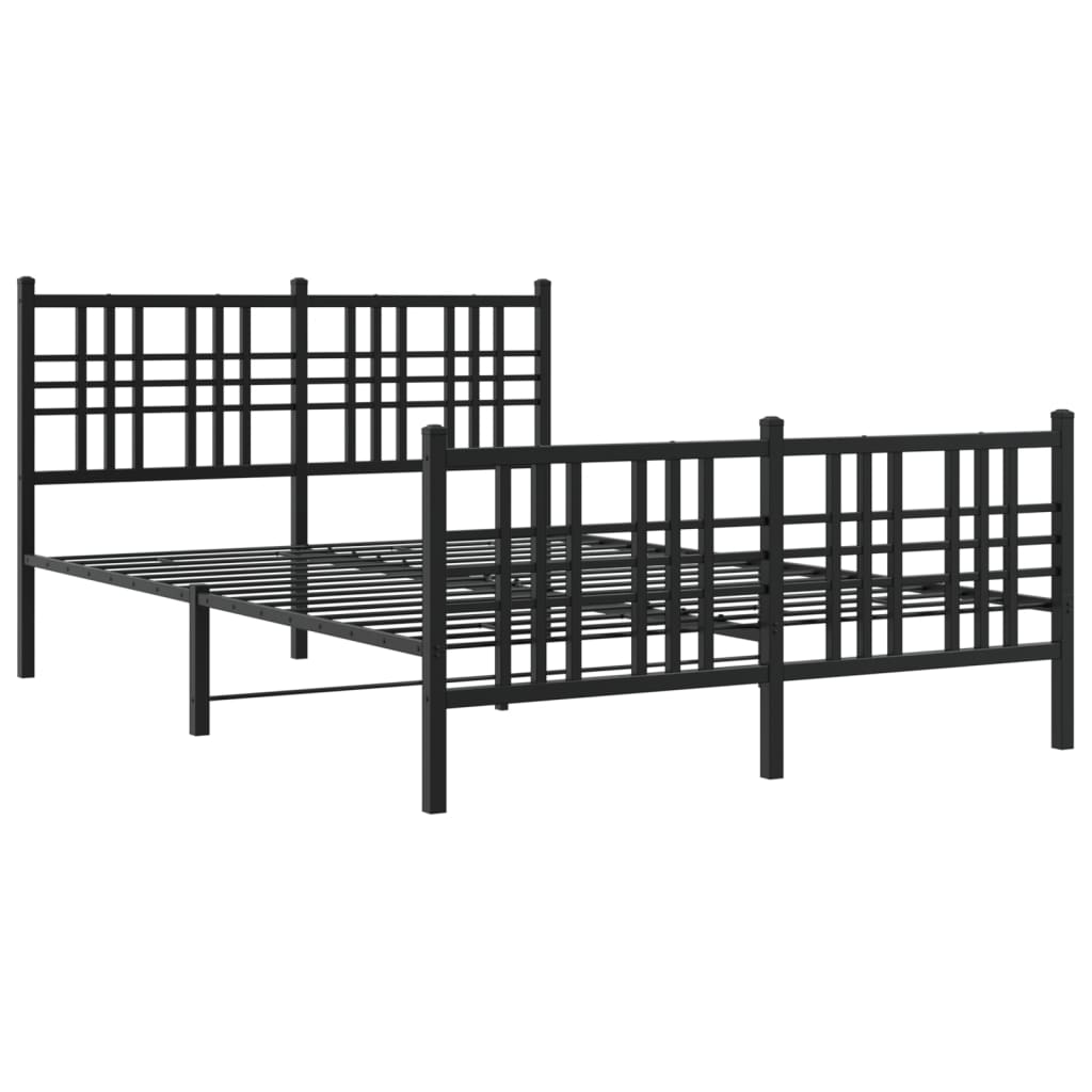 Cadre de lit métal sans matelas avec pied de lit noir 137x190cm