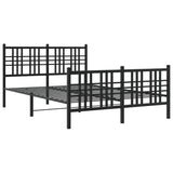 Cadre de lit métal sans matelas avec pied de lit noir 137x190cm