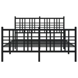 Cadre de lit métal sans matelas avec pied de lit noir 137x190cm