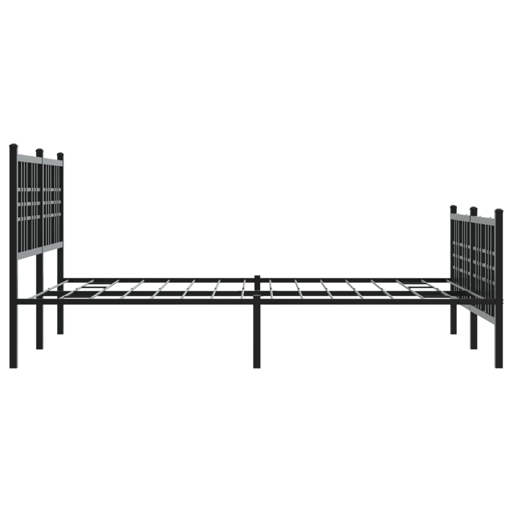 Cadre de lit métal sans matelas avec pied de lit noir 137x190cm