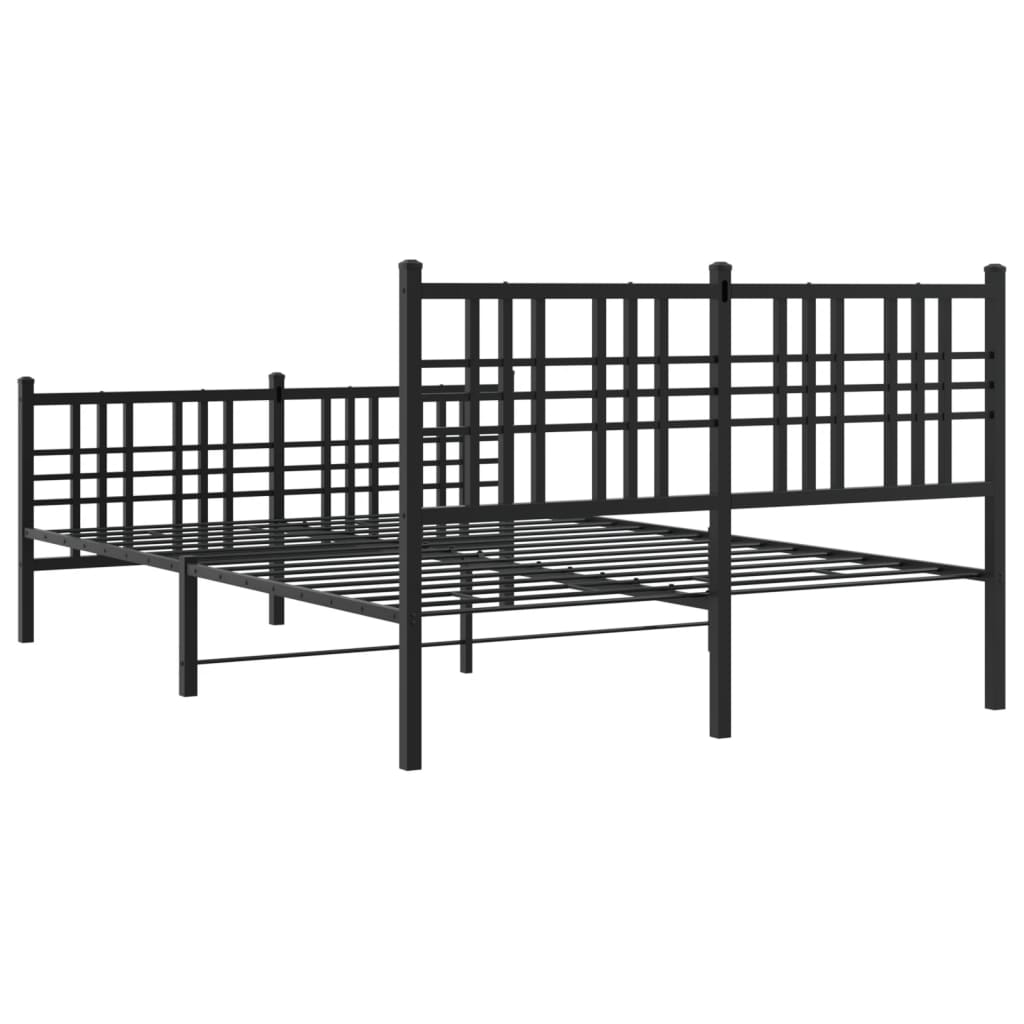 Cadre de lit métal sans matelas avec pied de lit noir 137x190cm