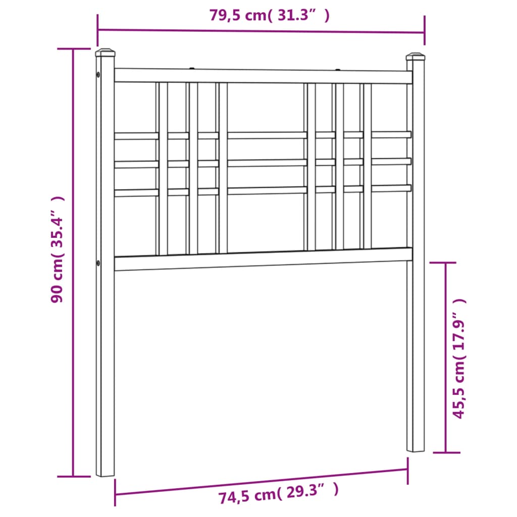 Tête de lit métal noir 75 cm