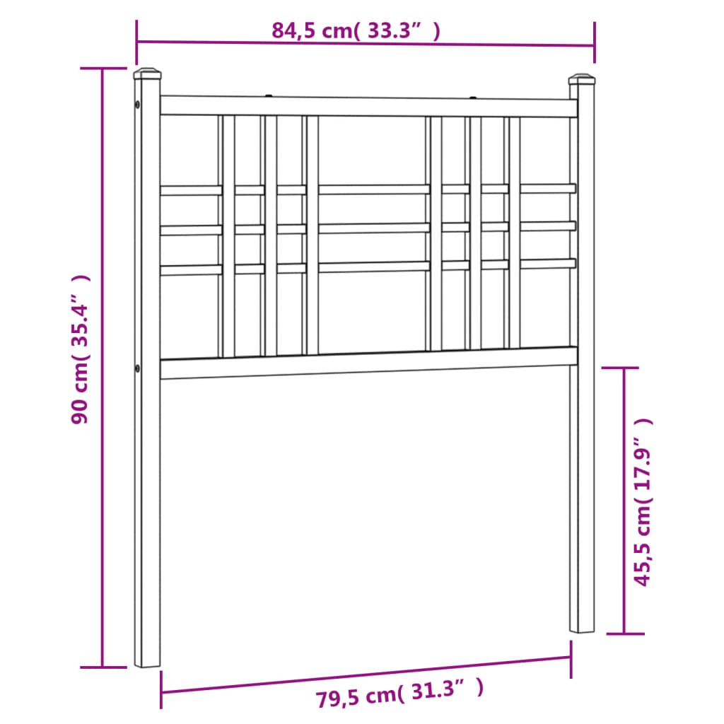 Tête de lit métal noir 80 cm