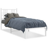 Cadre de lit métal sans matelas avec tête de lit blanc 75x190cm