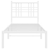 Cadre de lit métal sans matelas avec tête de lit blanc 75x190cm