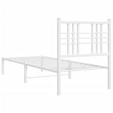 Cadre de lit métal sans matelas avec tête de lit blanc 75x190cm