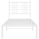 Cadre de lit métal sans matelas avec tête de lit blanc 80x200cm