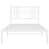 Cadre de lit métal sans matelas et tête de lit blanc 107x203 cm