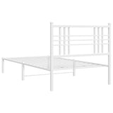 Cadre de lit métal sans matelas et tête de lit blanc 107x203 cm