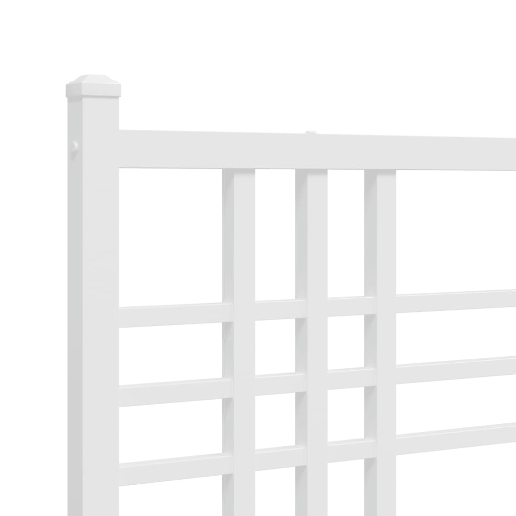 Metal bed frame without mattress and white headboard 135x190 cm