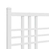 Metal bed frame without mattress and white headboard 135x190 cm