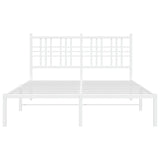 Cadre de lit métal sans matelas et tête de lit blanc 140x190 cm