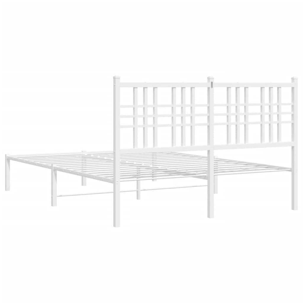 Cadre de lit métal sans matelas et tête de lit blanc 140x190 cm