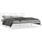 Cadre de lit métal sans matelas et tête de lit blanc 183x213 cm