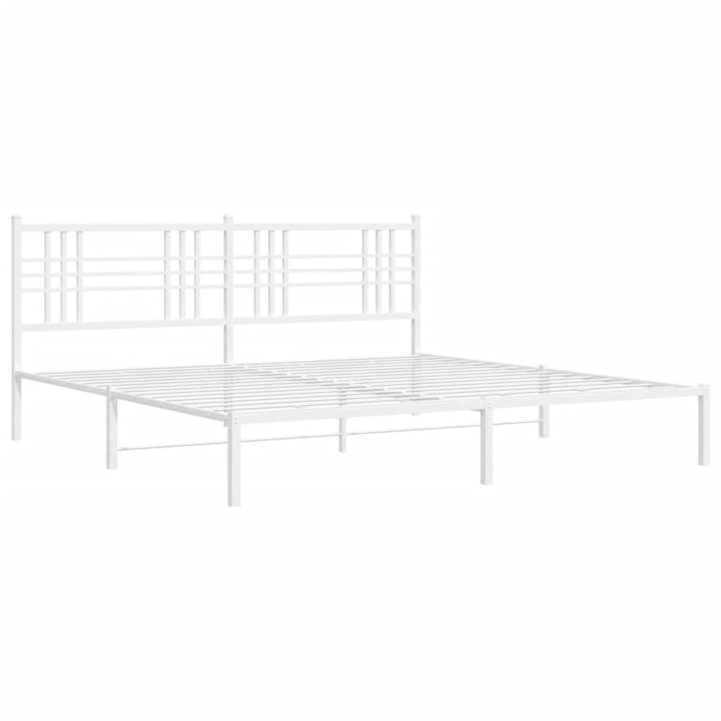 Cadre de lit métal sans matelas et tête de lit blanc 183x213 cm