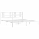 Cadre de lit métal sans matelas et tête de lit blanc 183x213 cm