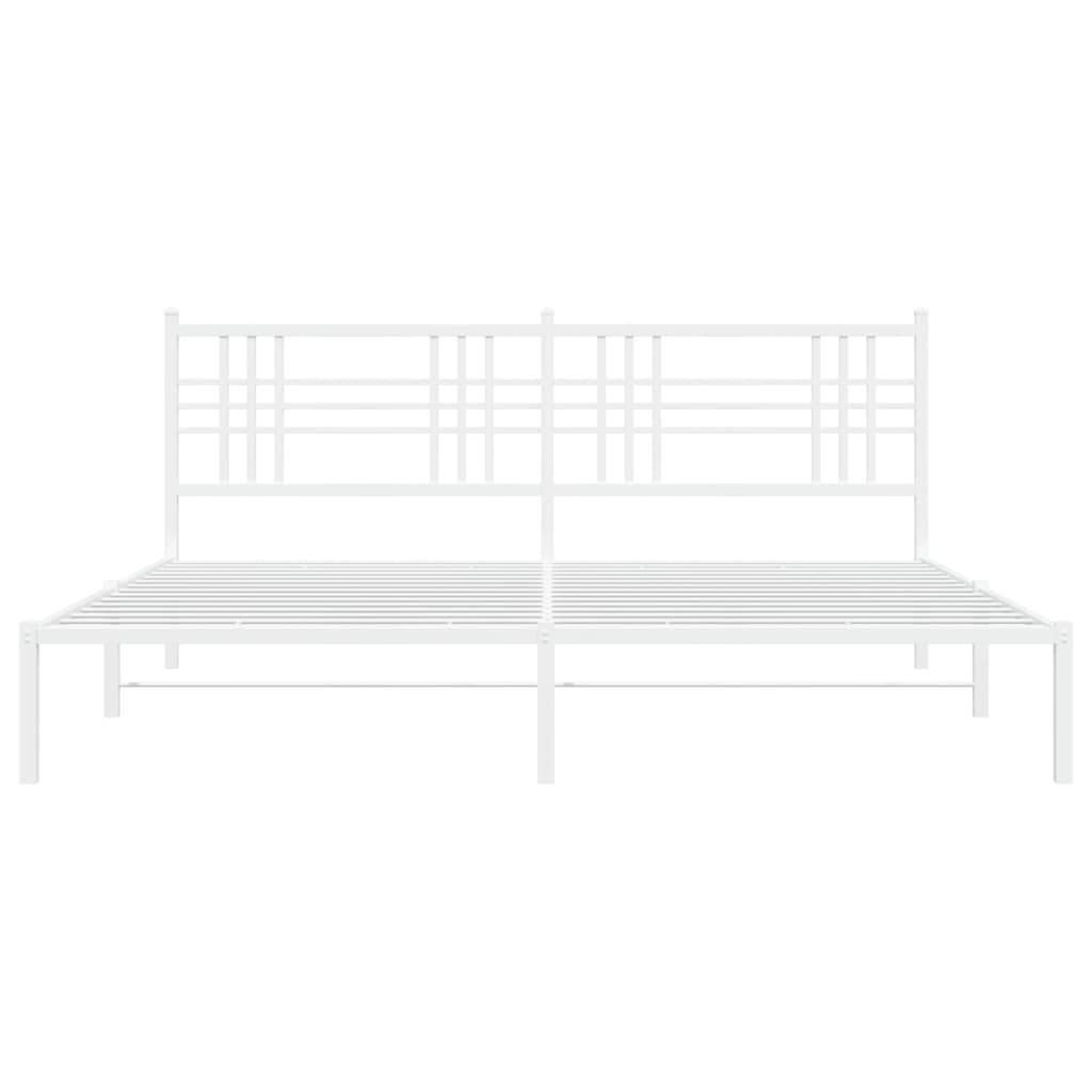 Cadre de lit métal sans matelas et tête de lit blanc 183x213 cm