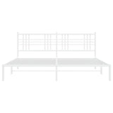 Cadre de lit métal sans matelas et tête de lit blanc 183x213 cm