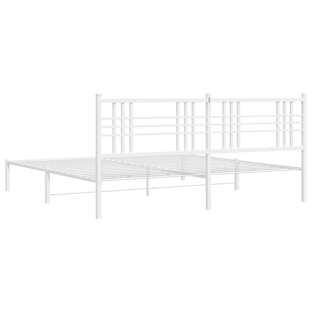 Cadre de lit métal sans matelas et tête de lit blanc 183x213 cm