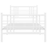 Cadre de lit métal sans matelas avec pied de lit blanc 90x190cm