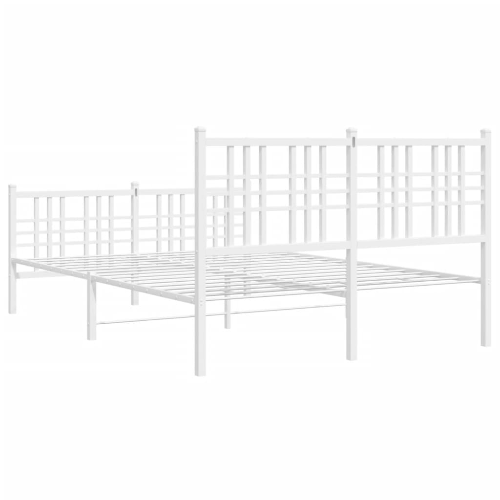 Cadre de lit métal sans matelas et pied de lit blanc 120x190 cm