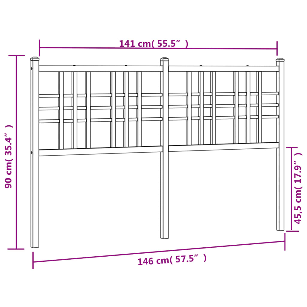 Tête de lit métal blanc 140 cm