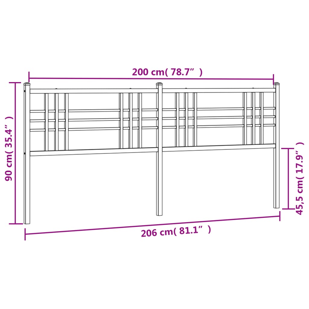 Tête de lit métal blanc 200 cm