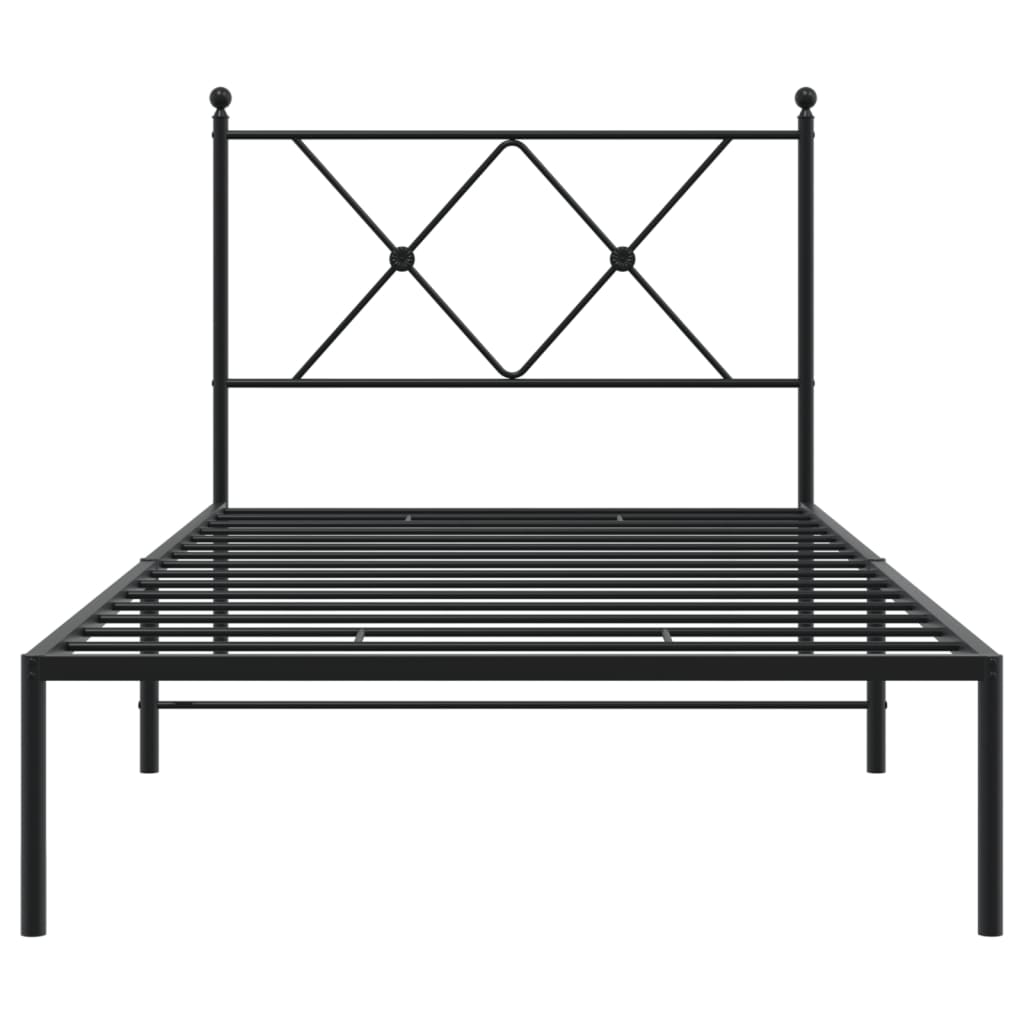 Cadre de lit métal sans matelas avec tête de lit noir 90x200 cm