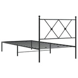 Cadre de lit métal sans matelas avec tête de lit noir 90x200 cm