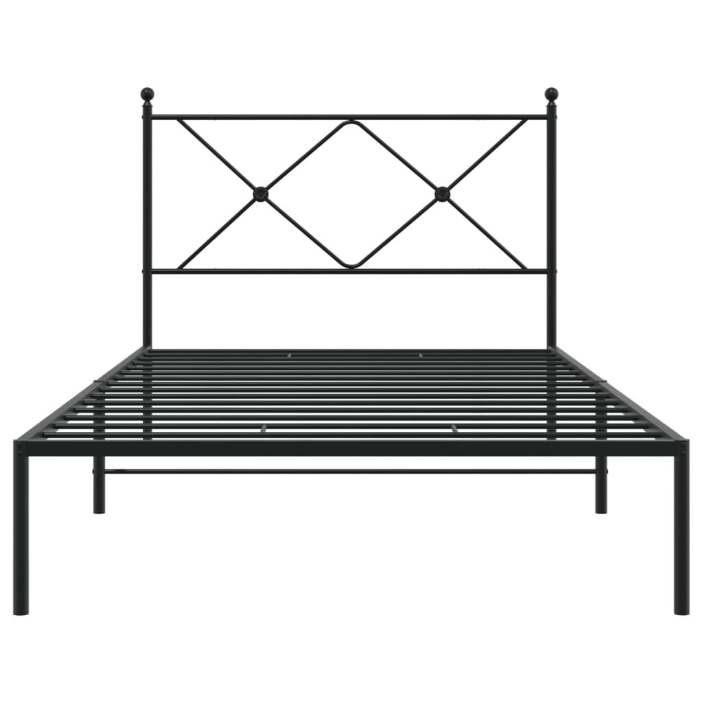 Cadre de lit métal sans matelas avec tête de lit noir 100x200cm