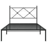 Cadre de lit métal sans matelas avec tête de lit noir 100x200cm