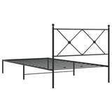 Cadre de lit métal sans matelas avec tête de lit noir 100x200cm