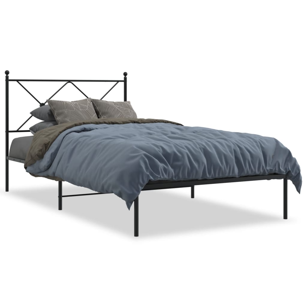 Cadre de lit métal sans matelas avec tête de lit noir 107x203cm