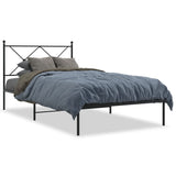 Cadre de lit métal sans matelas avec tête de lit noir 107x203cm