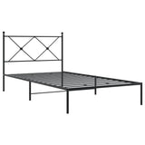 Cadre de lit métal sans matelas avec tête de lit noir 107x203cm