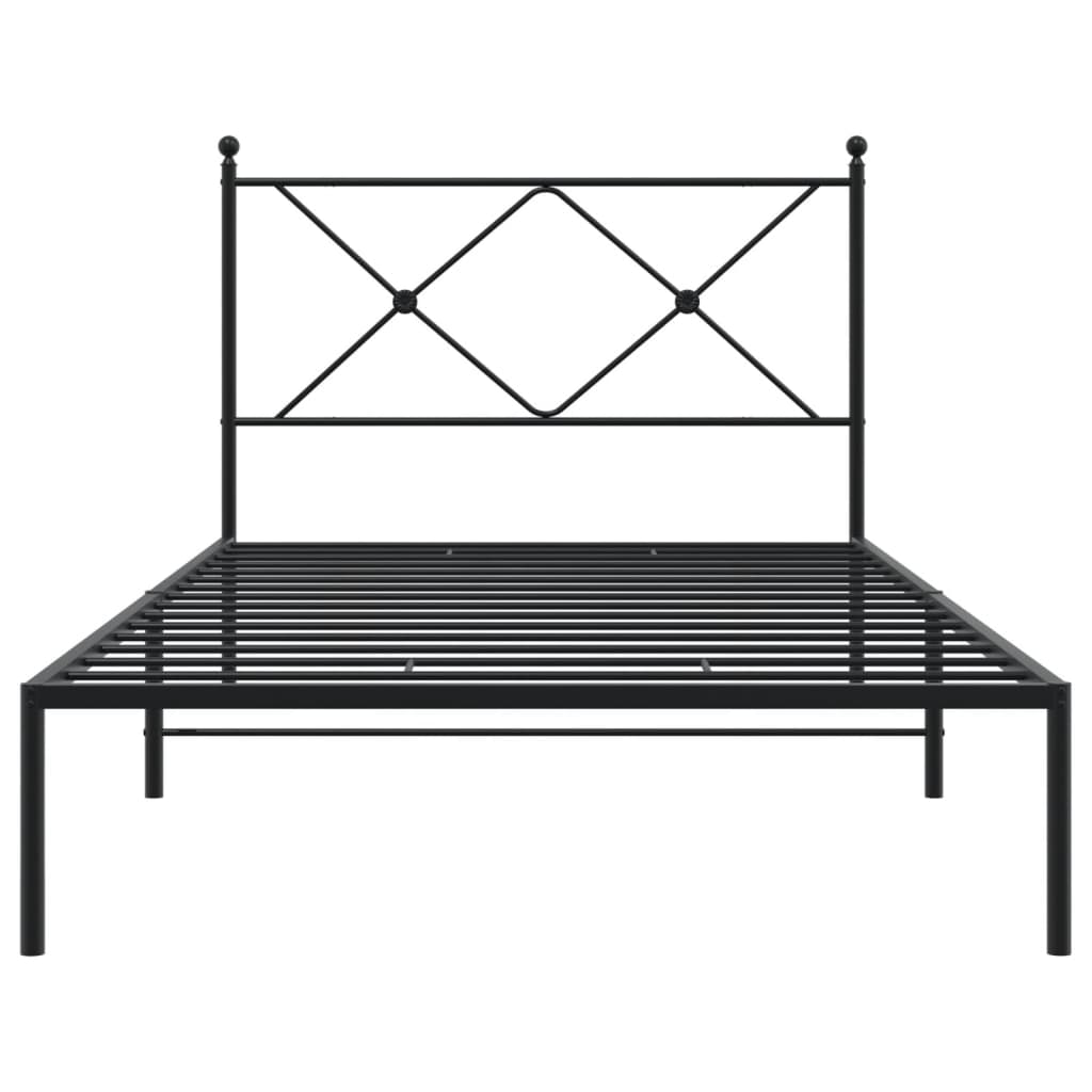 Cadre de lit métal sans matelas avec tête de lit noir 107x203cm