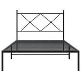 Cadre de lit métal sans matelas avec tête de lit noir 107x203cm