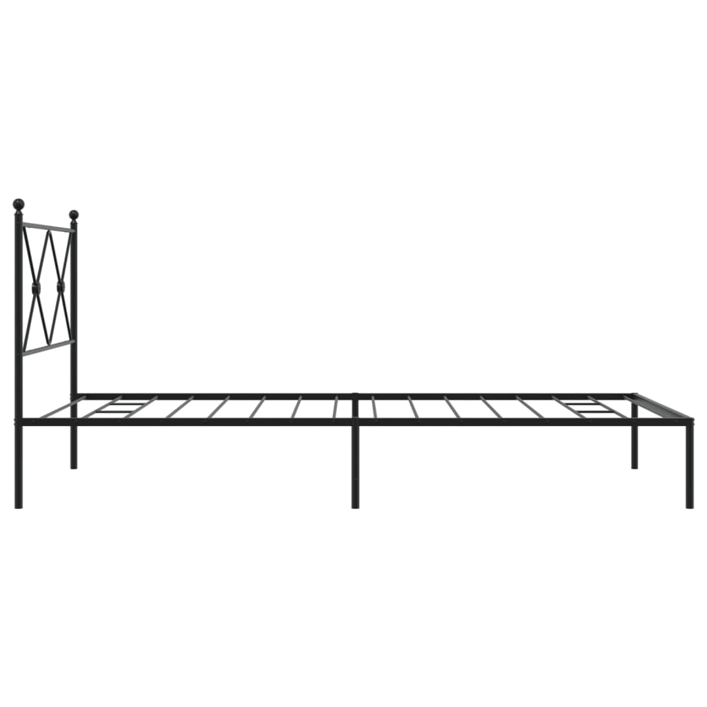 Cadre de lit métal sans matelas avec tête de lit noir 107x203cm