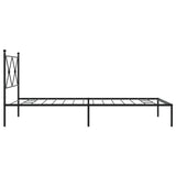 Cadre de lit métal sans matelas avec tête de lit noir 107x203cm