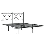 Cadre de lit métal sans matelas avec tête de lit noir 135x190cm