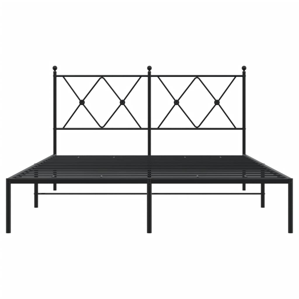 Cadre de lit métal sans matelas avec tête de lit noir 135x190cm