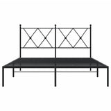 Cadre de lit métal sans matelas avec tête de lit noir 135x190cm