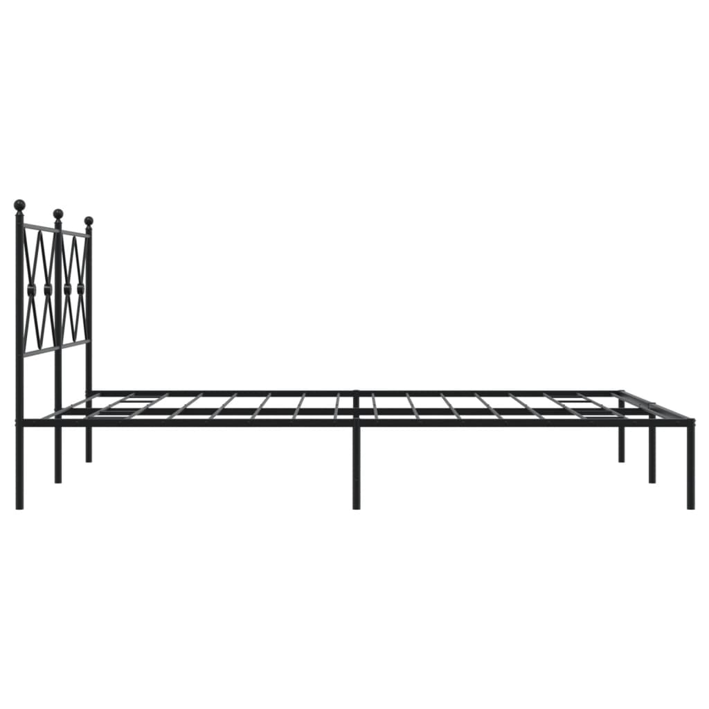 Cadre de lit métal sans matelas avec tête de lit noir 135x190cm