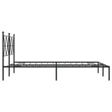 Cadre de lit métal sans matelas avec tête de lit noir 135x190cm